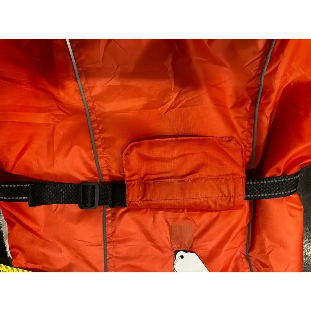 New Dog Coat, Dog Raincoat, Winter, Warm, Orange, Adjustable, Size Large